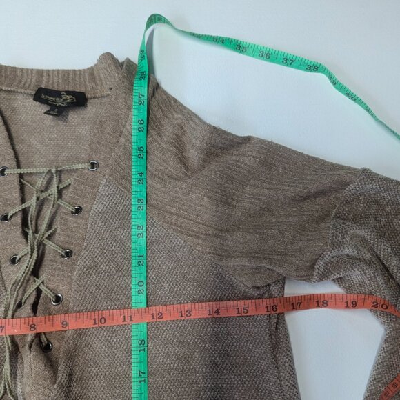 Suzanne Betro Size Small Caramel Colored Lace Up Sweater - Picture 11 of 15